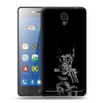 Силиконовый чехол на ZTE Blade L7 с принтом Доберман и пистолет