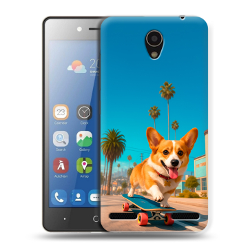 Силиконовый чехол на ZTE Blade L7 с принтом Корги на скейте