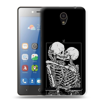 Силиконовый чехол на ZTE Blade L7 с принтом Поцелуй скелетов Силиконовый чехол на ZTE Blade L7 с принтом Поцелуй скелетов