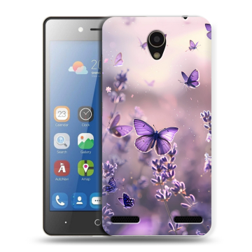Силиконовый чехол на ZTE Blade L7 с принтом бабочки и лаванда