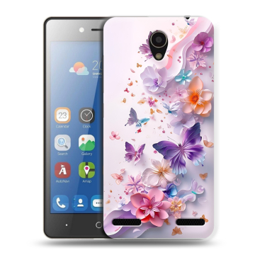 Силиконовый чехол на ZTE Blade L7 с принтом цветы бабочки Силиконовый чехол на ZTE Blade L7 с принтом цветы бабочки