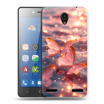 Силиконовый чехол на ZTE Blade L7 с принтом бабочки розовые