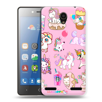 Силиконовый чехол на ZTE Blade L7 с принтом розовые единороги