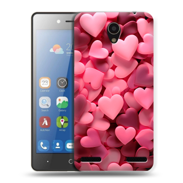 Силиконовый чехол на ZTE Blade L7 с принтом розовые сердечки Силиконовый чехол на ZTE Blade L7 с принтом розовые сердечки