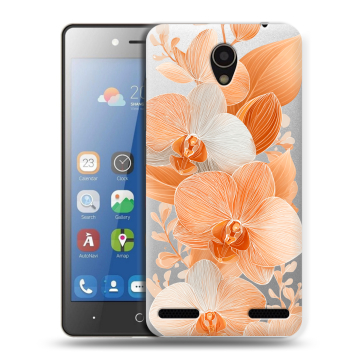 Силиконовый чехол на ZTE Blade L7 с принтом Бежевые цветы