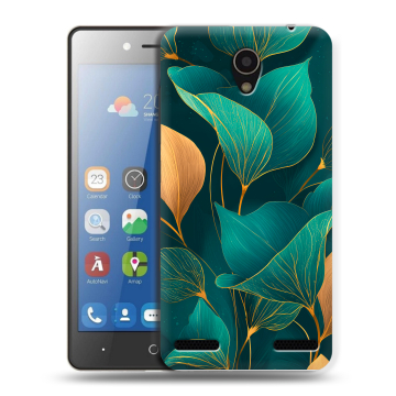 Силиконовый чехол на ZTE Blade L7 с принтом Листья и золото