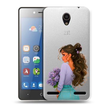 Силиконовый чехол на ZTE Blade L7 с принтом девушка цветы