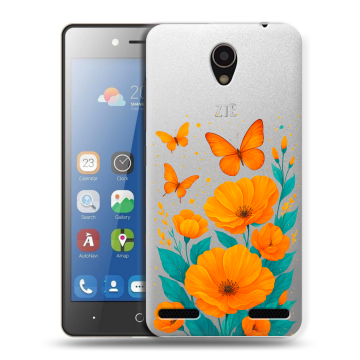 Силиконовый чехол на ZTE Blade L7 с принтом цветы бабочки