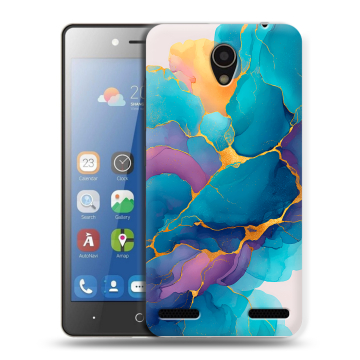 Силиконовый чехол на ZTE Blade L7 с принтом Мрамор блестки