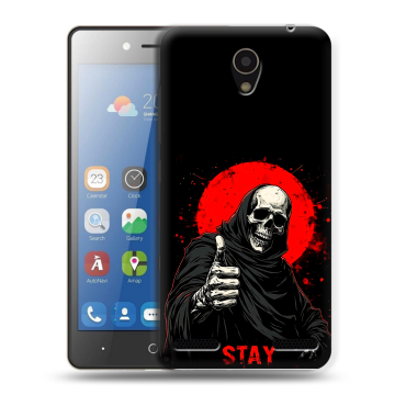 Силиконовый чехол на ZTE Blade L7 с принтом смешной скелет