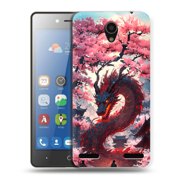 Силиконовый чехол на ZTE Blade L7 с принтом Дракон Японский