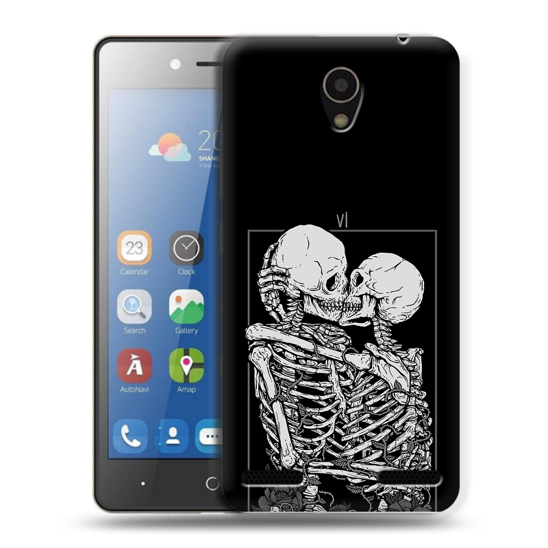 Силиконовый чехол на ZTE Blade L7 с принтом Поцелуй скелетов Силиконовый чехол на ZTE Blade L7 с принтом Поцелуй скелетов
