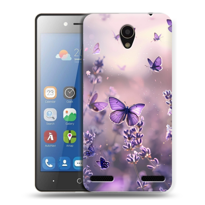 Силиконовый чехол на ZTE Blade L7 с принтом бабочки и лаванда Силиконовый чехол на ZTE Blade L7 с принтом бабочки и лаванда