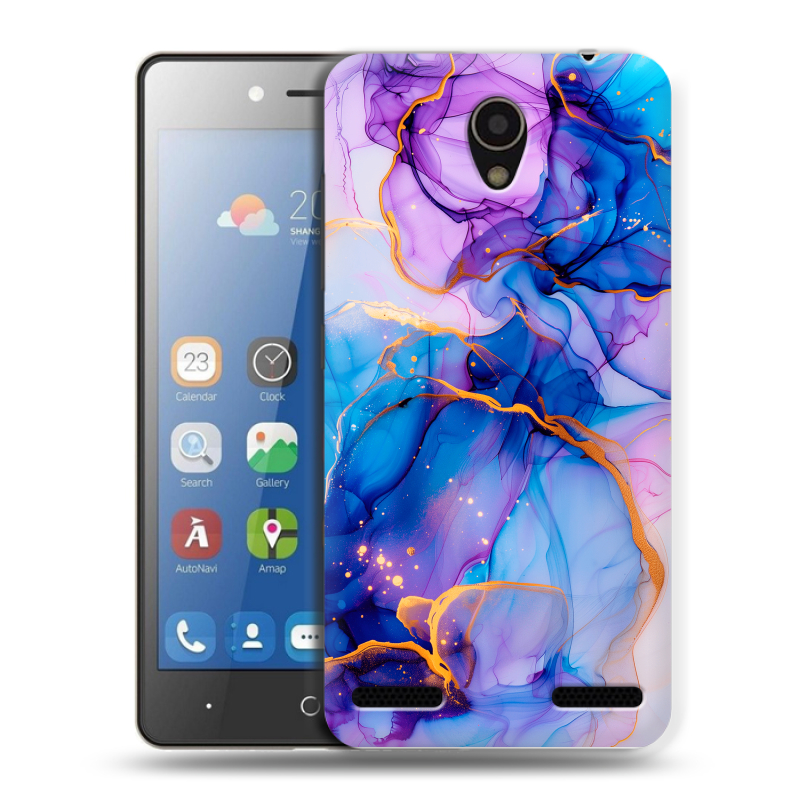 Силиконовый чехол на ZTE Blade L7 с принтом синий мрамор Силиконовый чехол на ZTE Blade L7 с принтом синий мрамор