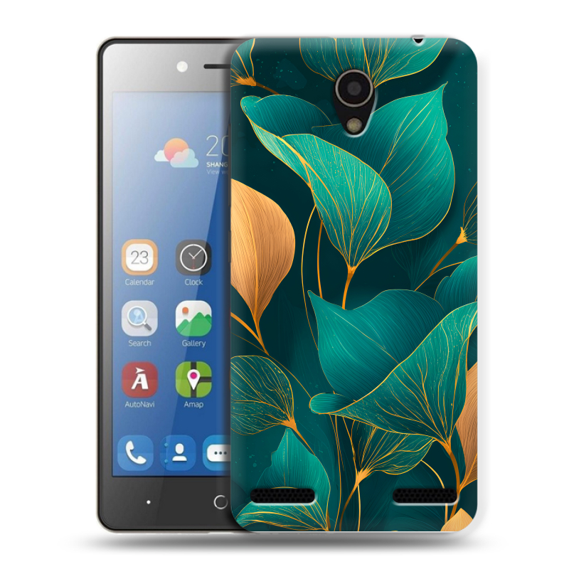 Силиконовый чехол на ZTE Blade L7 с принтом Листья и золото Силиконовый чехол на ZTE Blade L7 с принтом Листья и золото