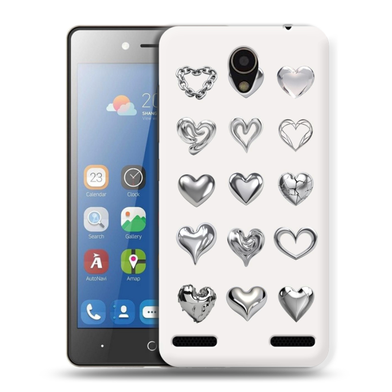 Силиконовый чехол на ZTE Blade L7 с принтом Y2K сердечки Силиконовый чехол на ZTE Blade L7 с принтом Y2K сердечки