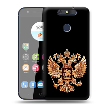 Силиконовый чехол на ZTE Blade V8C с принтом Герб России золотой