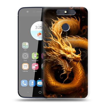 Силиконовый чехол на ZTE Blade V8C с принтом Золотой дракон