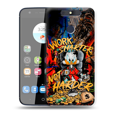 Силиконовый чехол на ZTE Blade V8C с принтом Дональд Дак Деньги Силиконовый чехол на ZTE Blade V8C с принтом Дональд Дак Деньги