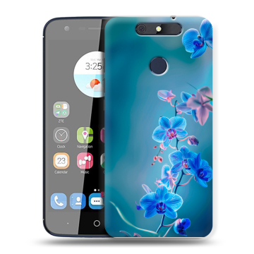 Силиконовый чехол на ZTE Blade V8C с принтом Голубые цветы Силиконовый чехол на ZTE Blade V8C с принтом Голубые цветы