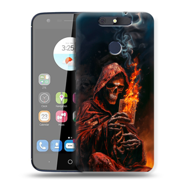 Силиконовый чехол на ZTE Blade V8C с принтом Скелет и карты Силиконовый чехол на ZTE Blade V8C с принтом Скелет и карты