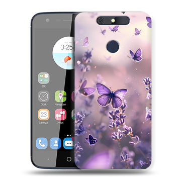 Силиконовый чехол на ZTE Blade V8C с принтом бабочки и лаванда Силиконовый чехол на ZTE Blade V8C с принтом бабочки и лаванда
