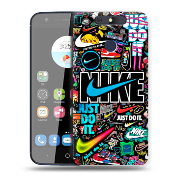 Силиконовый чехол на ZTE Blade V8C с принтом найк nike черный