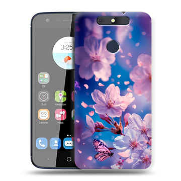 Силиконовый чехол на ZTE Blade V8C с принтом цветы бабочки Силиконовый чехол на ZTE Blade V8C с принтом цветы бабочки