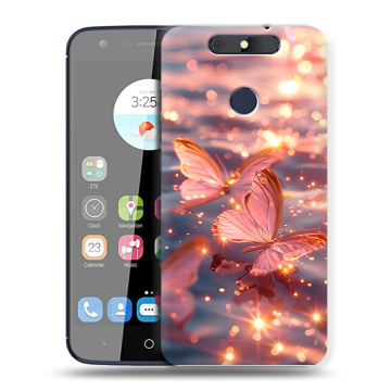 Силиконовый чехол на ZTE Blade V8C с принтом бабочки розовые Силиконовый чехол на ZTE Blade V8C с принтом бабочки розовые