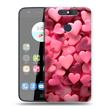 Силиконовый чехол на ZTE Blade V8C с принтом розовые сердечки Силиконовый чехол на ZTE Blade V8C с принтом розовые сердечки
