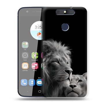 Силиконовый чехол на ZTE Blade V8C с принтом Лев кошки