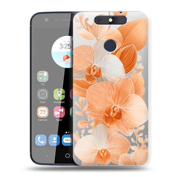 Силиконовый чехол на ZTE Blade V8C с принтом Бежевые цветы