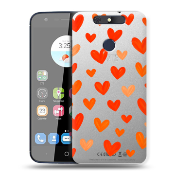 Силиконовый чехол на ZTE Blade V8C с принтом Сердечки