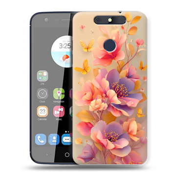 Силиконовый чехол на ZTE Blade V8C с принтом Цветы и бабочки