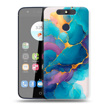 Силиконовый чехол на ZTE Blade V8C с принтом Мрамор блестки