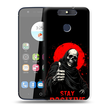 Силиконовый чехол на ZTE Blade V8C с принтом смешной скелет