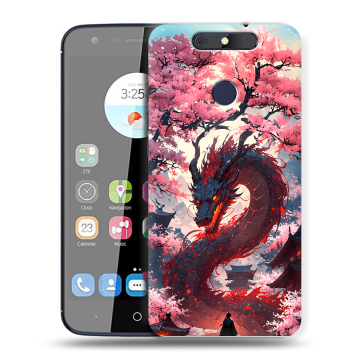 Силиконовый чехол на ZTE Blade V8C с принтом Дракон Японский Силиконовый чехол на ZTE Blade V8C с принтом Дракон Японский