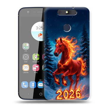 Силиконовый чехол на ZTE Blade V8C с принтом Новый год коня