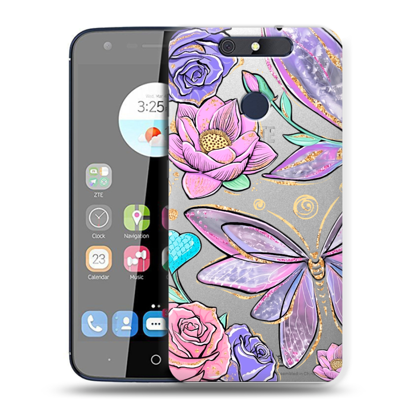Силиконовый чехол на ZTE Blade V8C с принтом Бабочки и цветы Силиконовый чехол на ZTE Blade V8C с принтом Бабочки и цветы