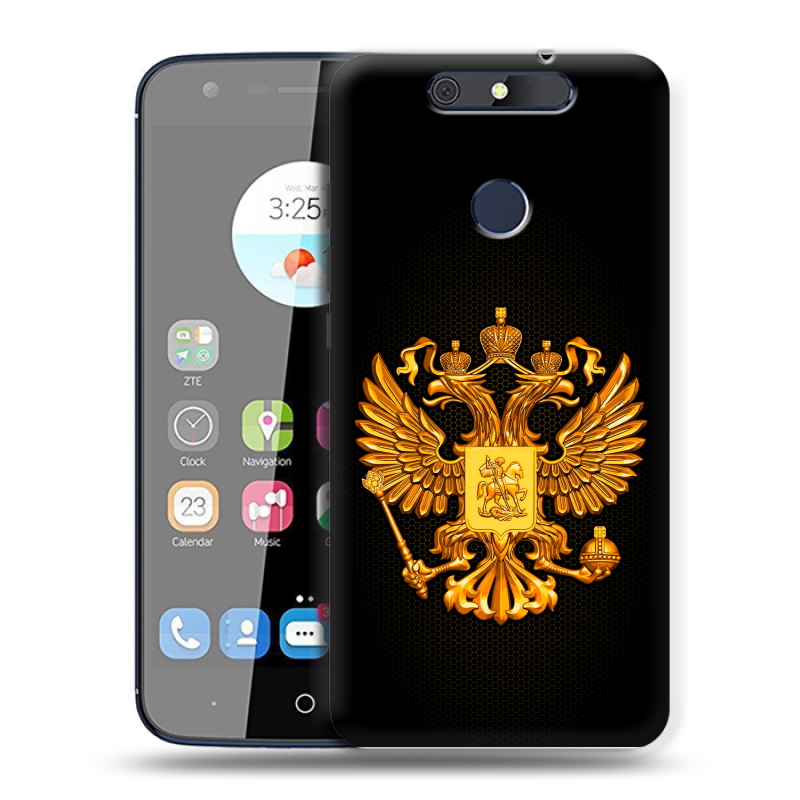 Силиконовый чехол на ZTE Blade V8C с принтом Герб России желтый Силиконовый чехол на ZTE Blade V8C с принтом Герб России желтый