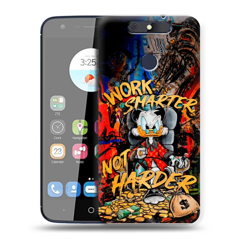 Силиконовый чехол на ZTE Blade V8C с принтом Дональд Дак Деньги Силиконовый чехол на ZTE Blade V8C с принтом Дональд Дак Деньги