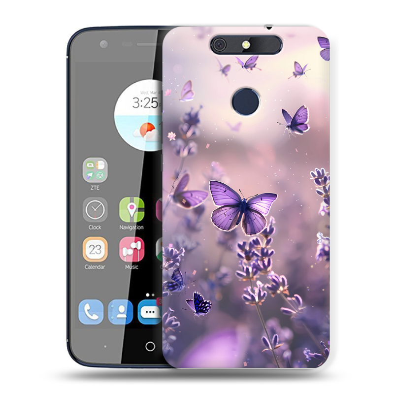 Силиконовый чехол на ZTE Blade V8C с принтом бабочки и лаванда Силиконовый чехол на ZTE Blade V8C с принтом бабочки и лаванда