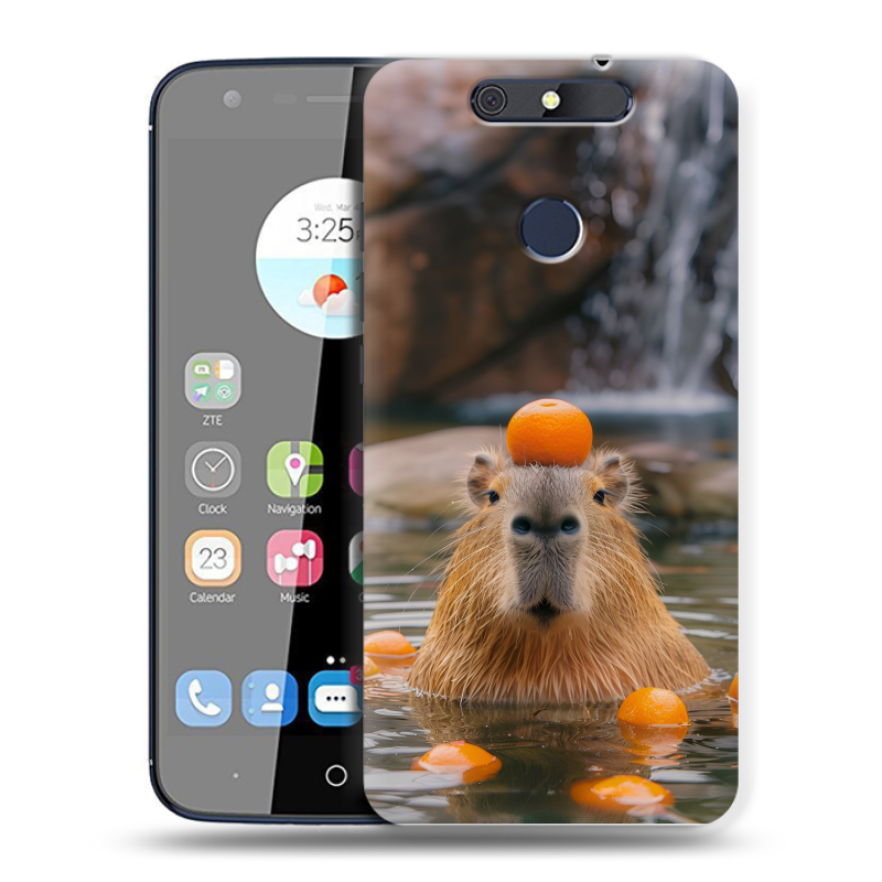 Силиконовый чехол на ZTE Blade V8C с принтом Капибара с апельсином Силиконовый чехол на ZTE Blade V8C с принтом Капибара с апельсином