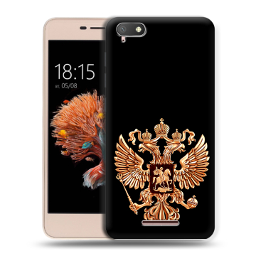 Силиконовый чехол на BQ Strike Power 4G с принтом Герб России золотой Силиконовый чехол на BQ Strike Power 4G с принтом Герб России золотой