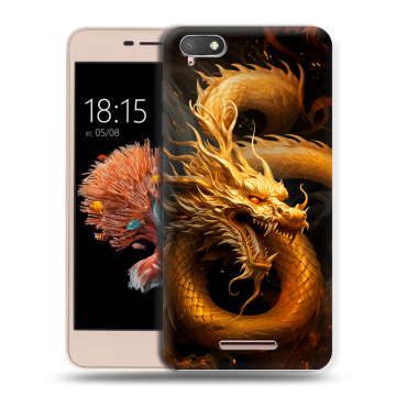 Силиконовый чехол на BQ Strike Power 4G с принтом Золотой дракон Силиконовый чехол на BQ Strike Power 4G с принтом Золотой дракон