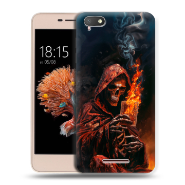 Силиконовый чехол на BQ Strike Power 4G с принтом Скелет и карты