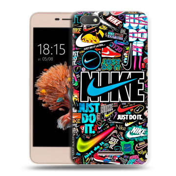 Силиконовый чехол на BQ Strike Power 4G с принтом найк nike черный Силиконовый чехол на BQ Strike Power 4G с принтом найк nike черный