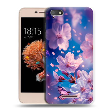 Силиконовый чехол на BQ Strike Power 4G с принтом цветы бабочки