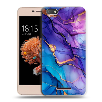 Силиконовый чехол на BQ Strike Power 4G с принтом синий мрамор