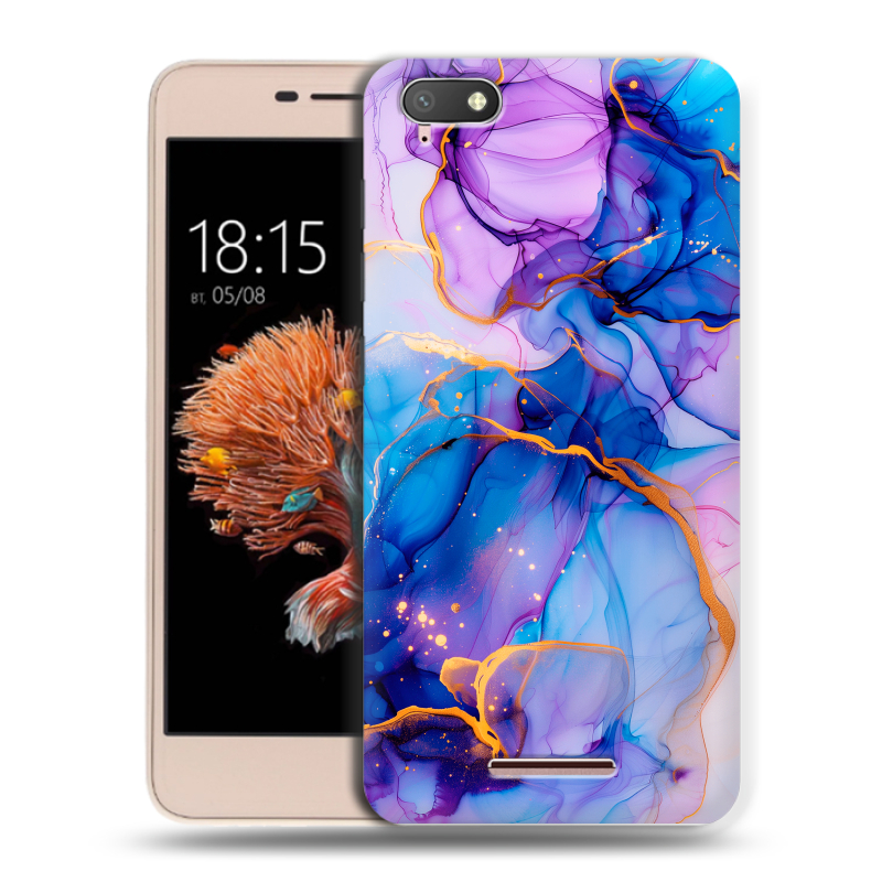 Силиконовый чехол на BQ Strike Power 4G с принтом синий мрамор Силиконовый чехол на BQ Strike Power 4G с принтом синий мрамор